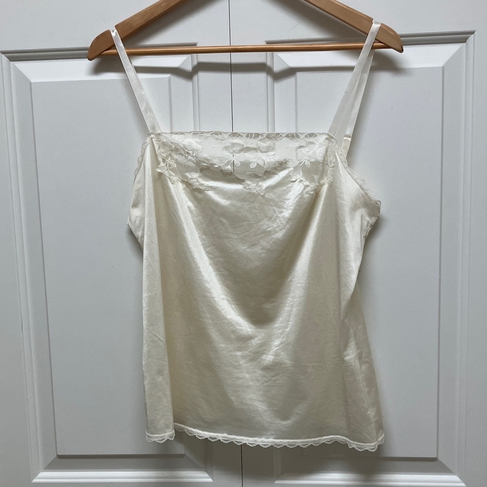 Vintage Kayser camisole, lace insert, cream beige colour, 38